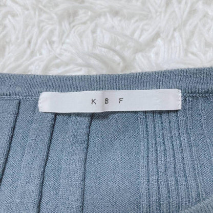 KBF Knit Wide Rib Flare Sleeve Casual Simple Blue