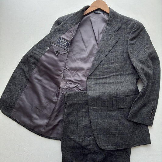 Good condition Polo Ralph Lauren suit set up glen check gray made in Japan