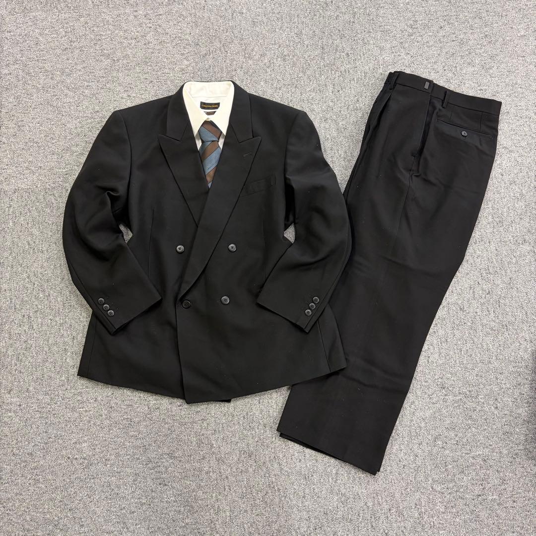 90's vintage double breasted suit setup black wedding