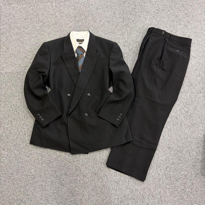 90's vintage double breasted suit setup black wedding