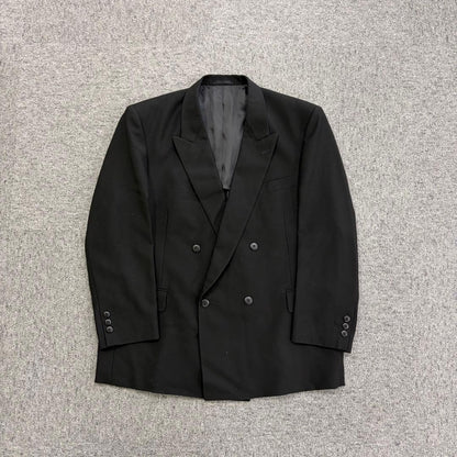 90's vintage double breasted suit setup black wedding