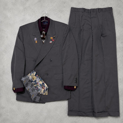 Luxurious 5-piece set 90s vintage Japanese double suit shirt pins cufflinks