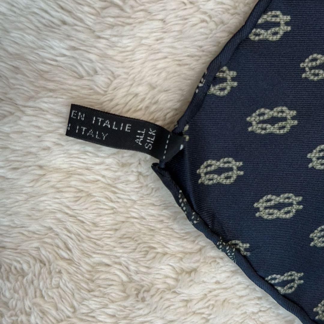 Made in Italy 100% Silk Scarf Navy Pocket Square All-over Marine Pattern