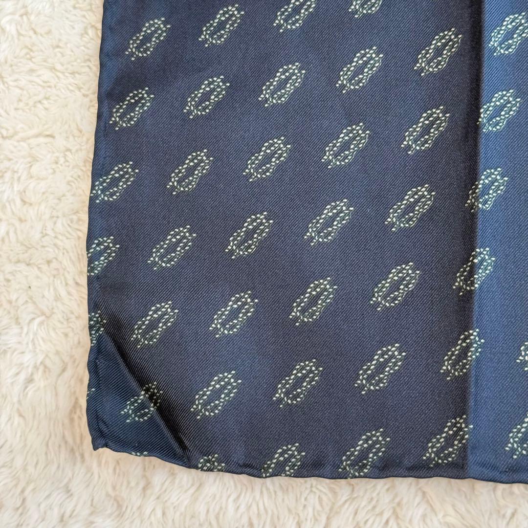 Made in Italy 100% Silk Scarf Navy Pocket Square All-over Marine Pattern