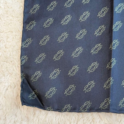 Made in Italy 100% Silk Scarf Navy Pocket Square All-over Marine Pattern