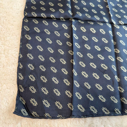 Made in Italy 100% Silk Scarf Navy Pocket Square All-over Marine Pattern