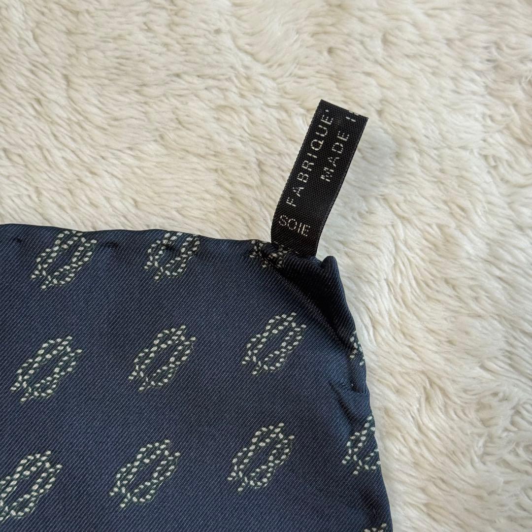 Made in Italy 100% Silk Scarf Navy Pocket Square All-over Marine Pattern