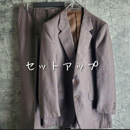 Setup Vintage 2 Button Herringbone Dull Purple Gray Retro
