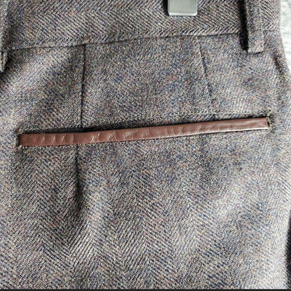 Setup Vintage 2 Button Herringbone Dull Purple Gray Retro