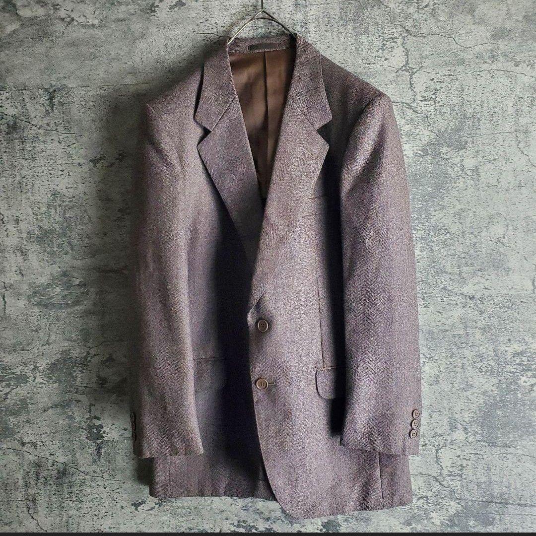 Setup Vintage 2 Button Herringbone Dull Purple Gray Retro