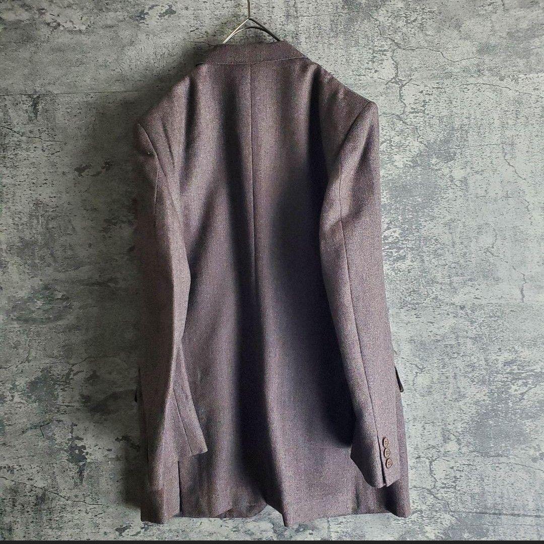 Setup Vintage 2 Button Herringbone Dull Purple Gray Retro
