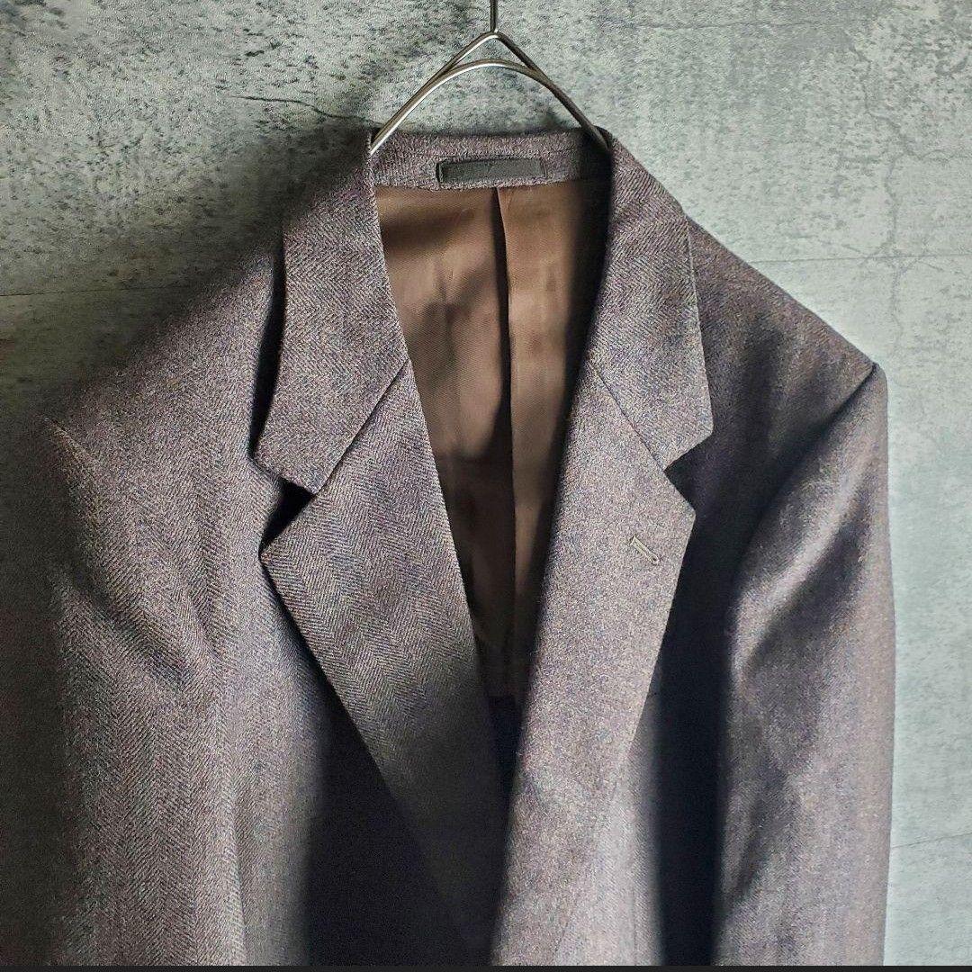 Setup Vintage 2 Button Herringbone Dull Purple Gray Retro