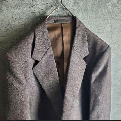 Setup Vintage 2 Button Herringbone Dull Purple Gray Retro