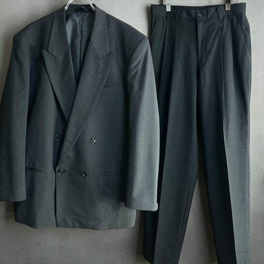 vintage double breasted set up suit black old clothes classic