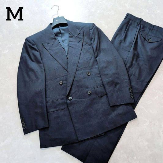 Men's Double Suit 4 Buttons Stylish Navy Check M For Spring