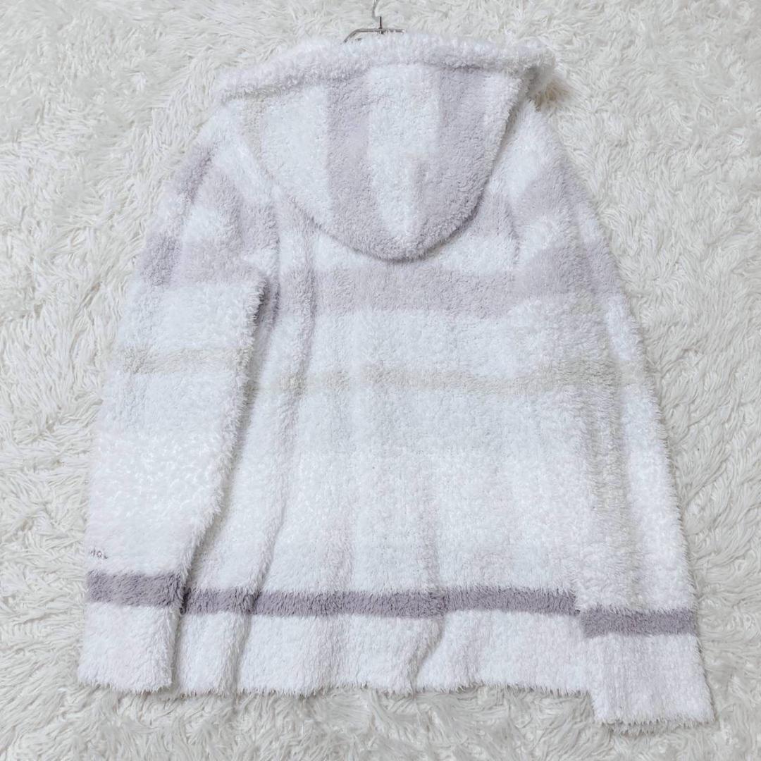 Gelato Pique Zip Up Parka Striped Pattern With Pocket Fluffy Blue