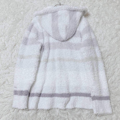 Gelato Pique Zip Up Parka Striped Pattern With Pocket Fluffy Blue