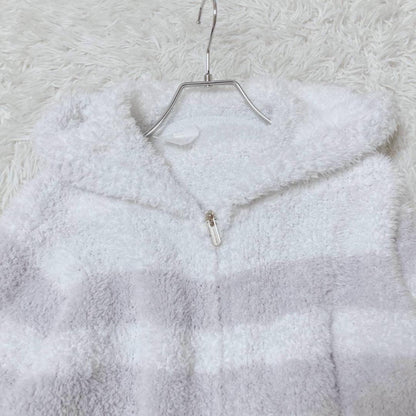 Gelato Pique Zip Up Parka Striped Pattern With Pocket Fluffy Blue