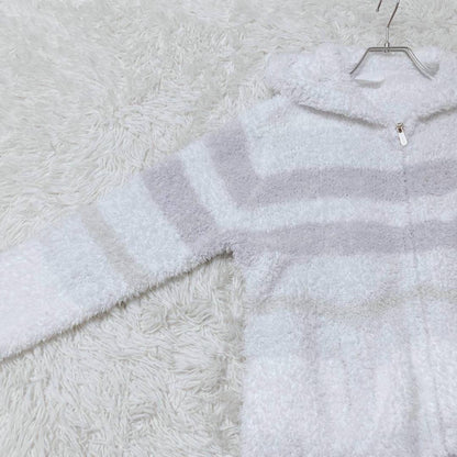 Gelato Pique Zip Up Parka Striped Pattern With Pocket Fluffy Blue