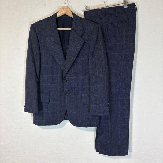 French Vintage 80s~90s Suit AB4 Navy Check