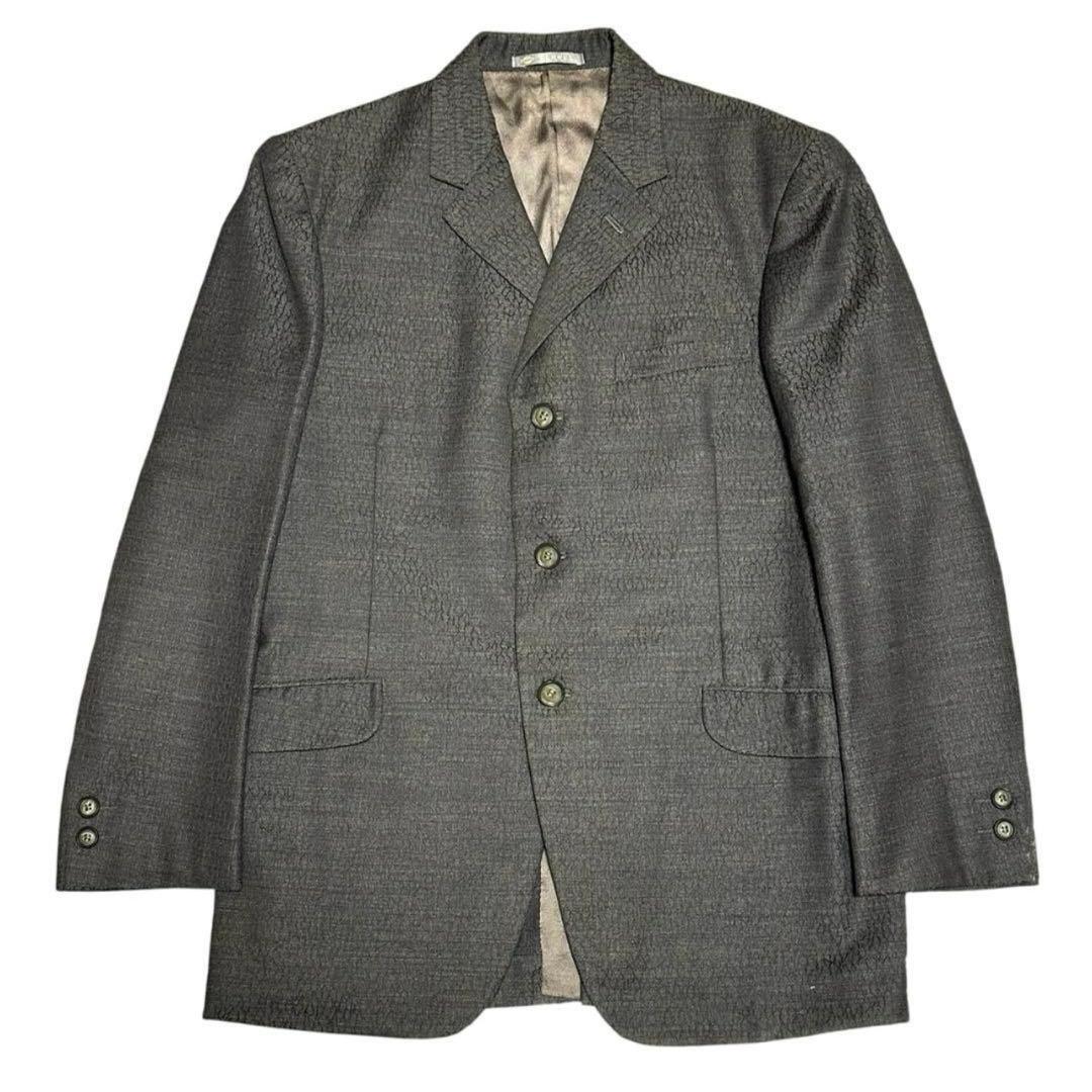 3 Piece Casual Suit Setup Charcoal Gray Rare Allover Pattern 3B S