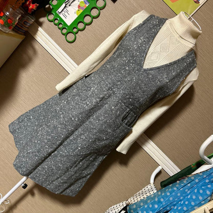Showa Retro Tweed Sleeveless Dress Vintage Old Clothes