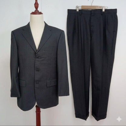 REGAL Suit Setup 96 A7 Wool Black Stripe