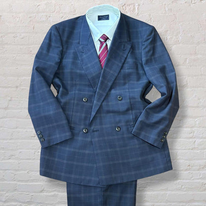 [Good Condition] DURBAN Suit Setup Double Breasted Check Navy L
