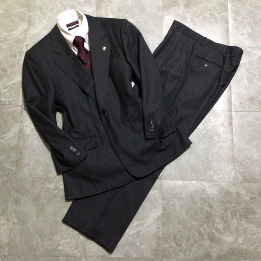 Single suit setup striped gray business ceremony made in Japan