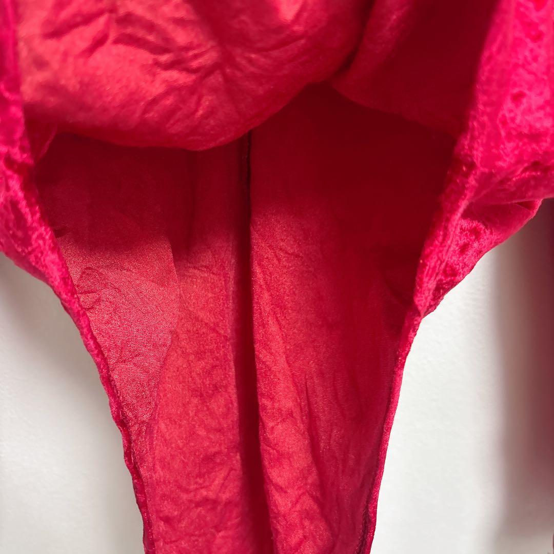 BEM'S [S] Red Turtleneck Bodysuit Velor Style Simple Plain