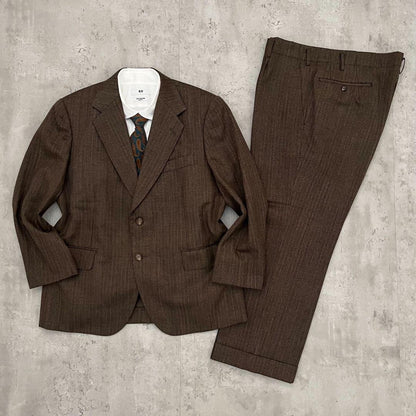 [Rare] 90's vintage brown wool suit setup ceremony