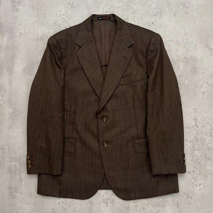 [Rare] 90's vintage brown wool suit setup ceremony