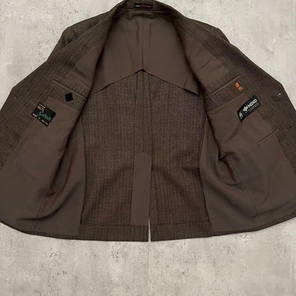 [Rare] 90's vintage brown wool suit setup ceremony