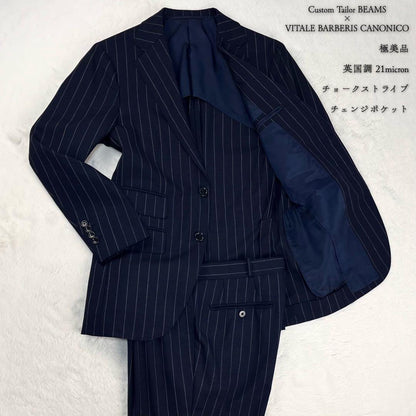 Custom Tailor BEAMS Kanonico Chalk Stripe Suit