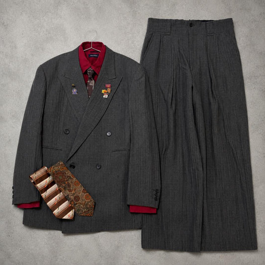 [Luxurious 4-piece set] 90s Men's Tinolas Double Breasted Setup Pins