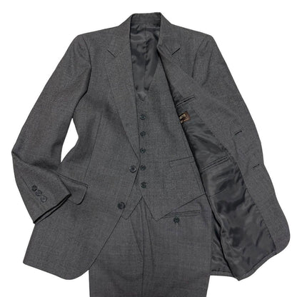 3 Piece Suit Setup Charcoal Gray Business Made in Japan Wool L