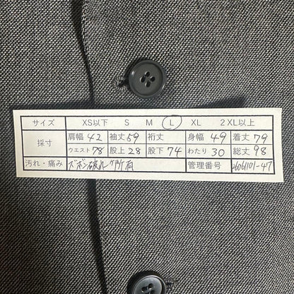 3 Piece Suit Setup Charcoal Gray Business Made in Japan Wool L