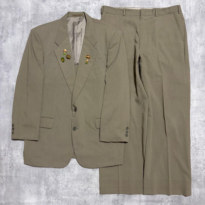 80-90s Vintage Suit Setup Masaki Suda Khaki Beige M