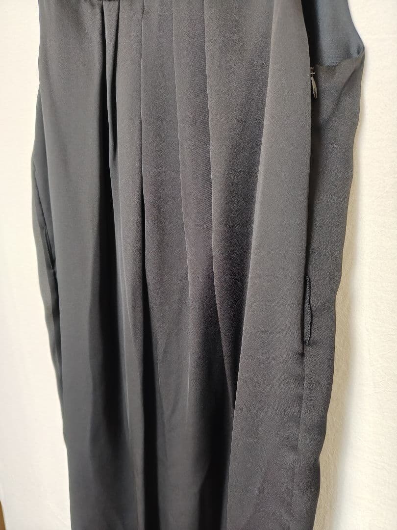 [Tokyo Soir] Long sleeveless dress pleated formal [9] Black ♡ Embroidery