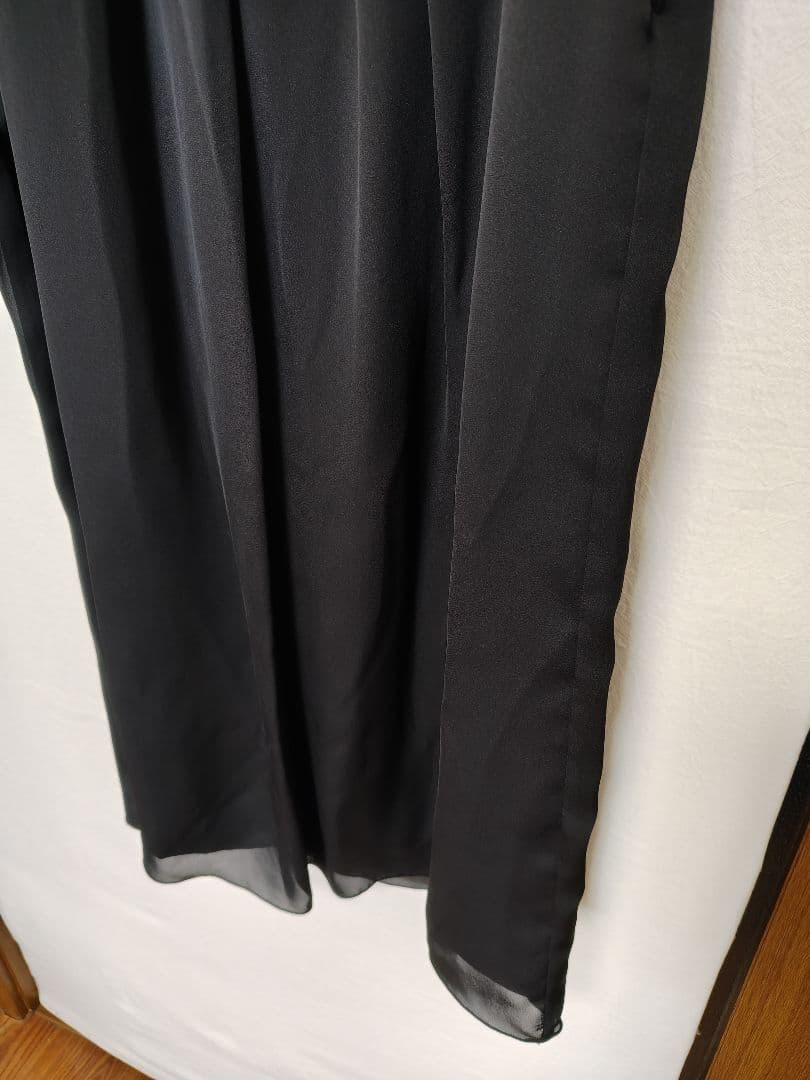 [Tokyo Soir] Long sleeveless dress pleated formal [9] Black ♡ Embroidery