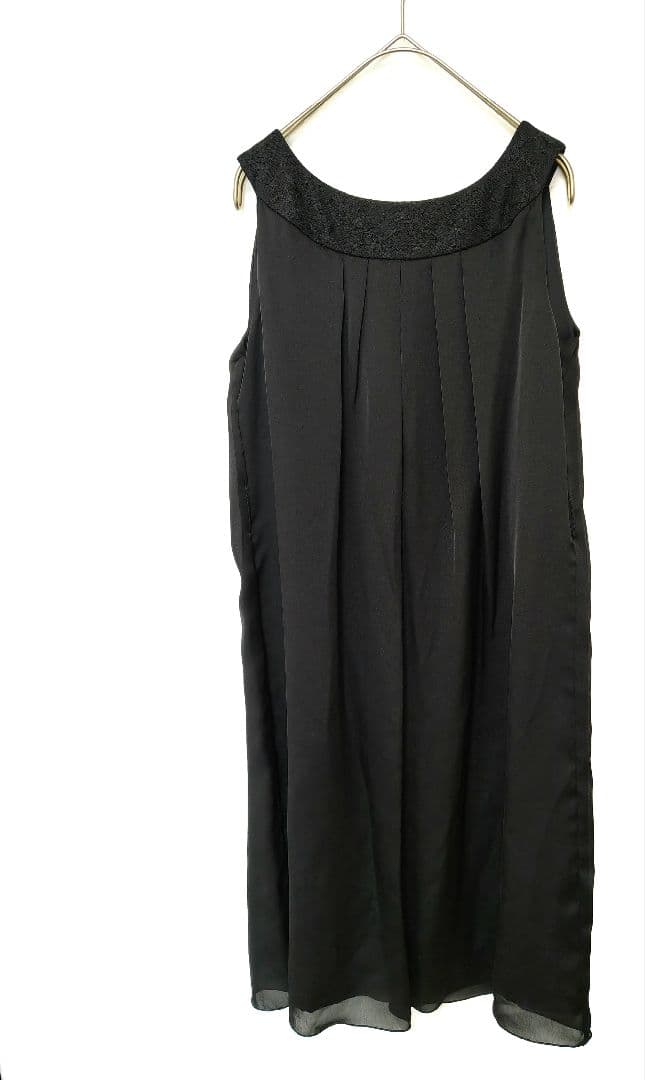 [Tokyo Soir] Long sleeveless dress pleated formal [9] Black ♡ Embroidery