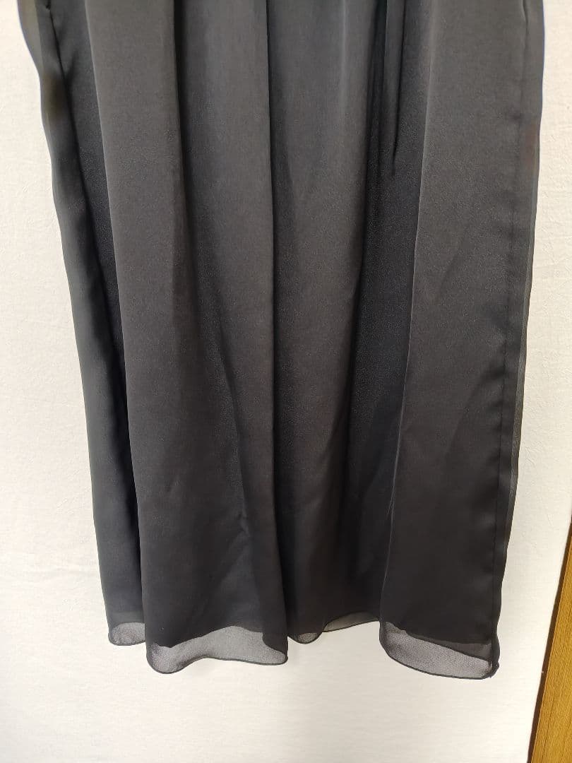 [Tokyo Soir] Long sleeveless dress pleated formal [9] Black ♡ Embroidery