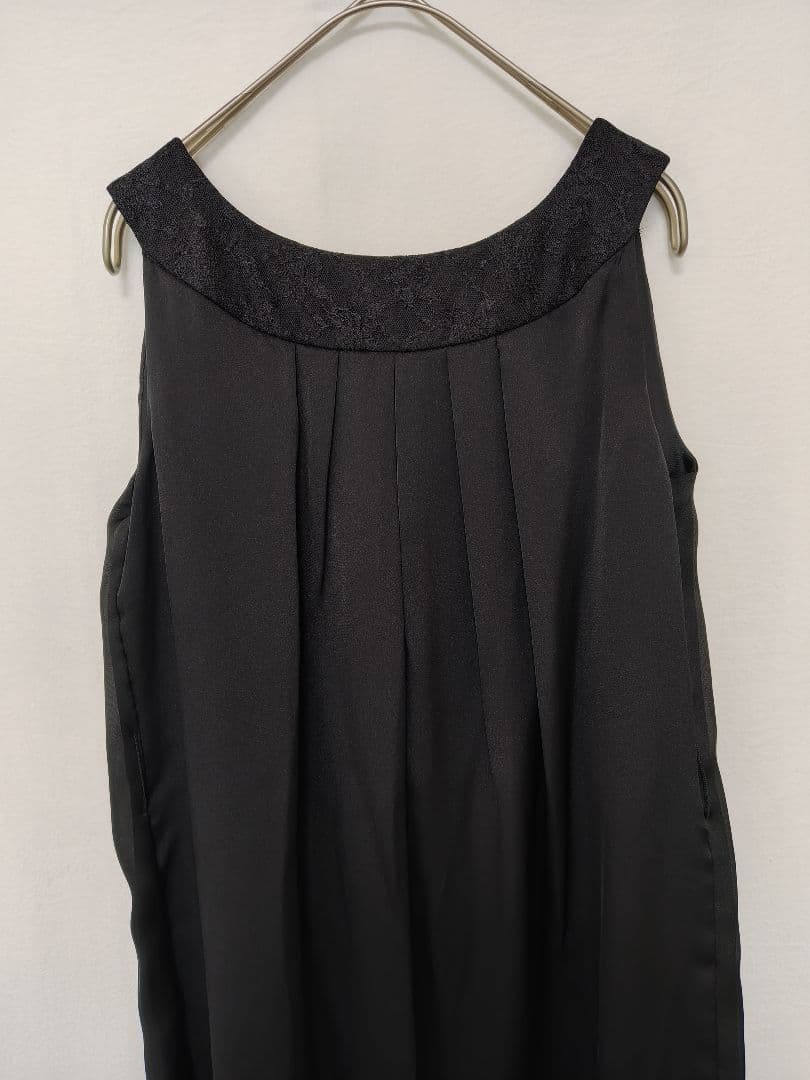 [Tokyo Soir] Long sleeveless dress pleated formal [9] Black ♡ Embroidery