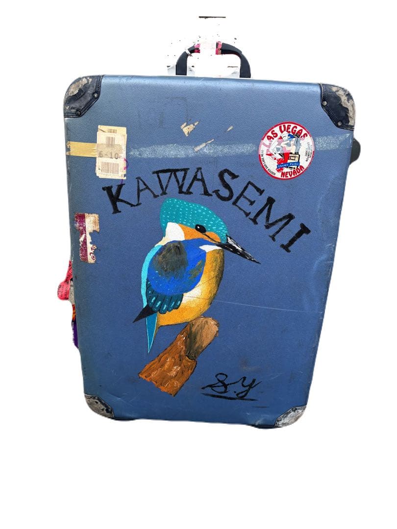 Rare Maruem Matsuzaki Japanese vintage suitcase Custom painted interior on both sides Good condition