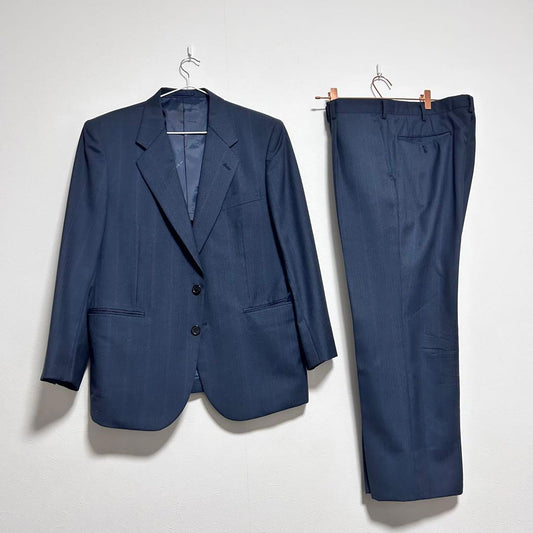 Ginza Yamakataya Luxury Custom Suit Setup 100% Wool Dark Blue Striped