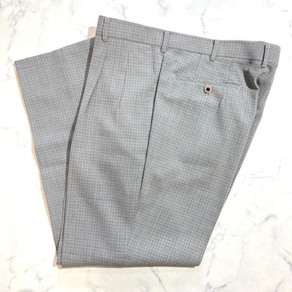 90s Vintage Allover Pattern Slacks Suit Pants Gray Wool Blend Made in Japan