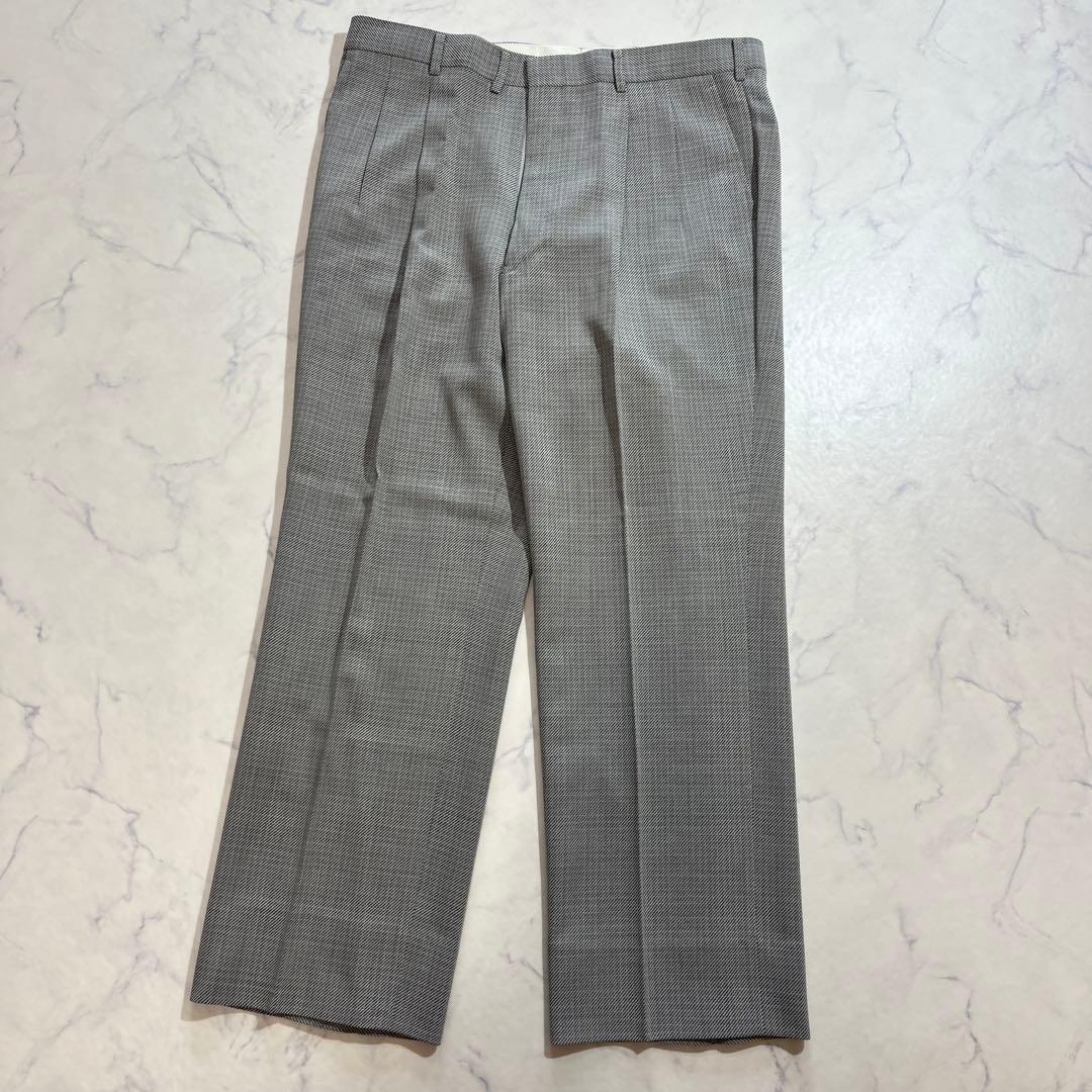 90s Vintage Allover Pattern Slacks Suit Pants Gray Wool Blend Made in Japan