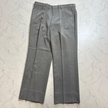 90s Vintage Allover Pattern Slacks Suit Pants Gray Wool Blend Made in Japan