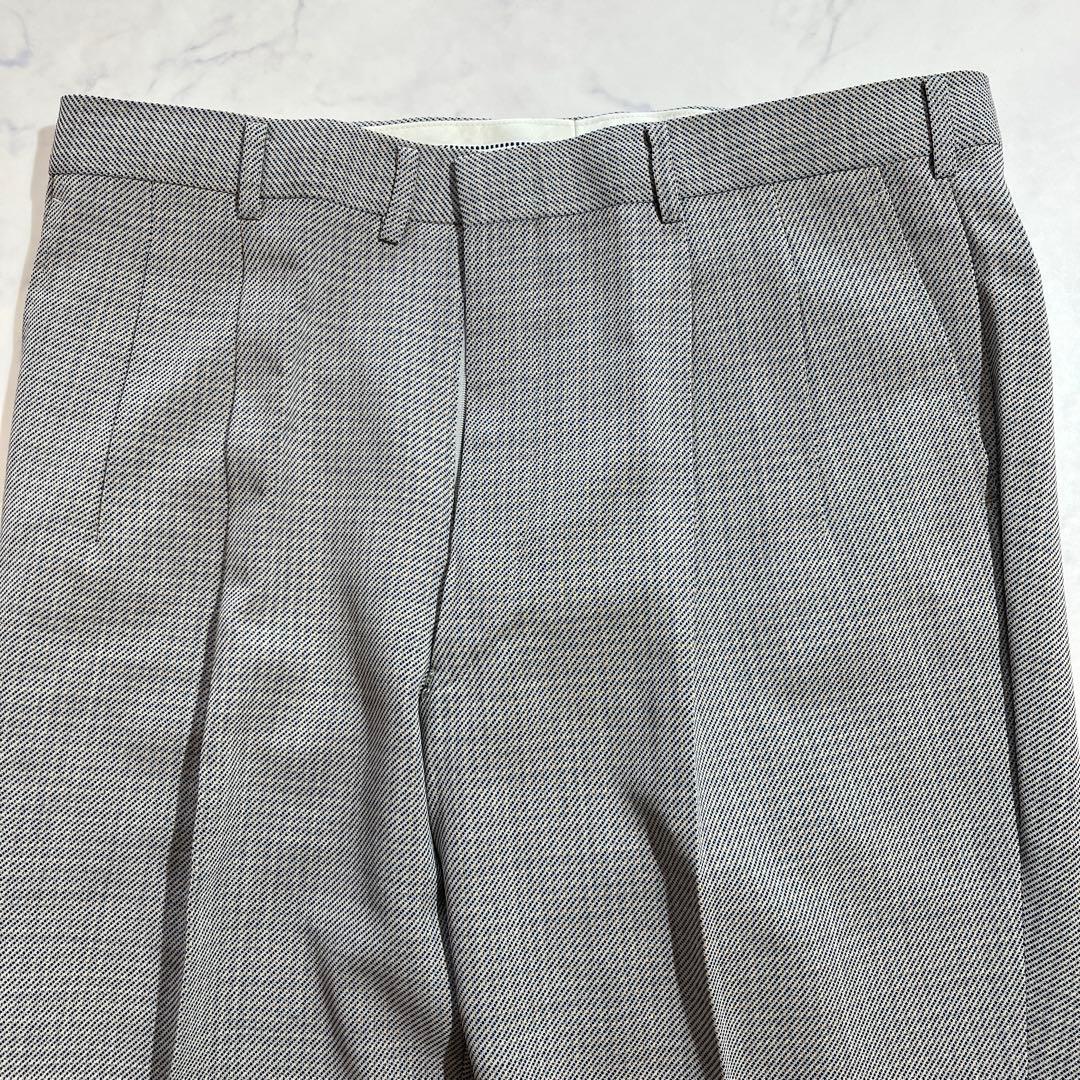 90s Vintage Allover Pattern Slacks Suit Pants Gray Wool Blend Made in Japan