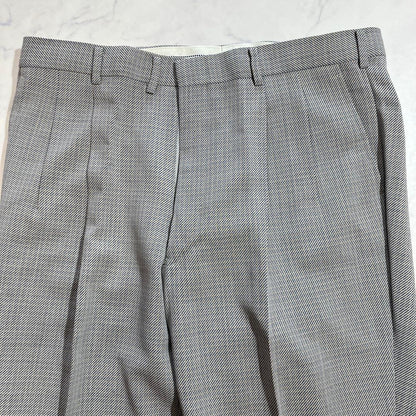 90s Vintage Allover Pattern Slacks Suit Pants Gray Wool Blend Made in Japan